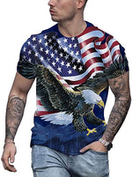3D Graphic Short Sleeve Shirts Hand American Flag Independence Day