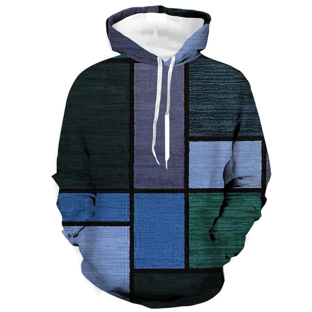 3D Graphic Pattern Plaid Color Blocking Casual Hoodies