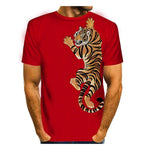 3D Graphic Short Sleeve Shirts Tiger