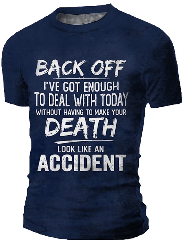 3D Graphic Back Off Death Casual Short SleeveShirts