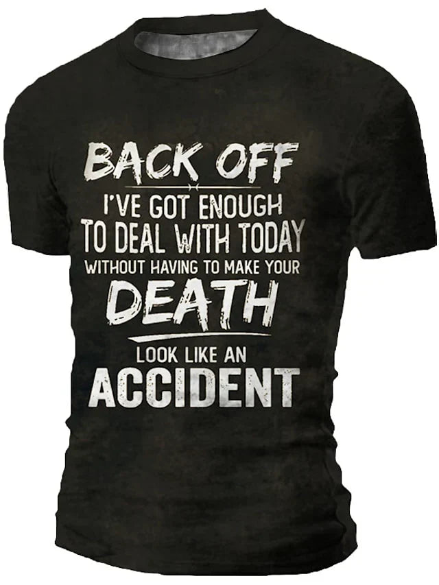 3D Graphic Back Off Death Casual Short SleeveShirts