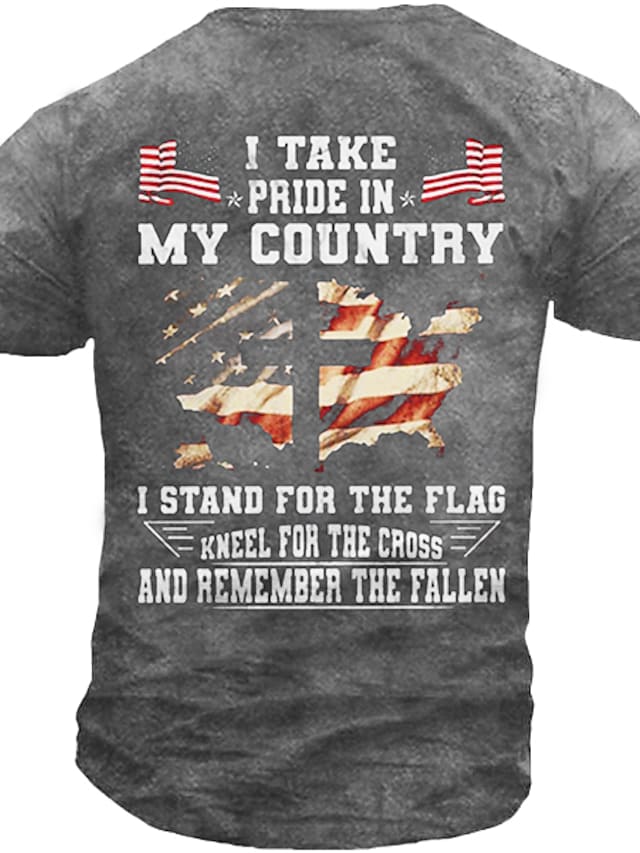 3D Graphic Take Pride In My Country Short Sleeve Casual Shirts