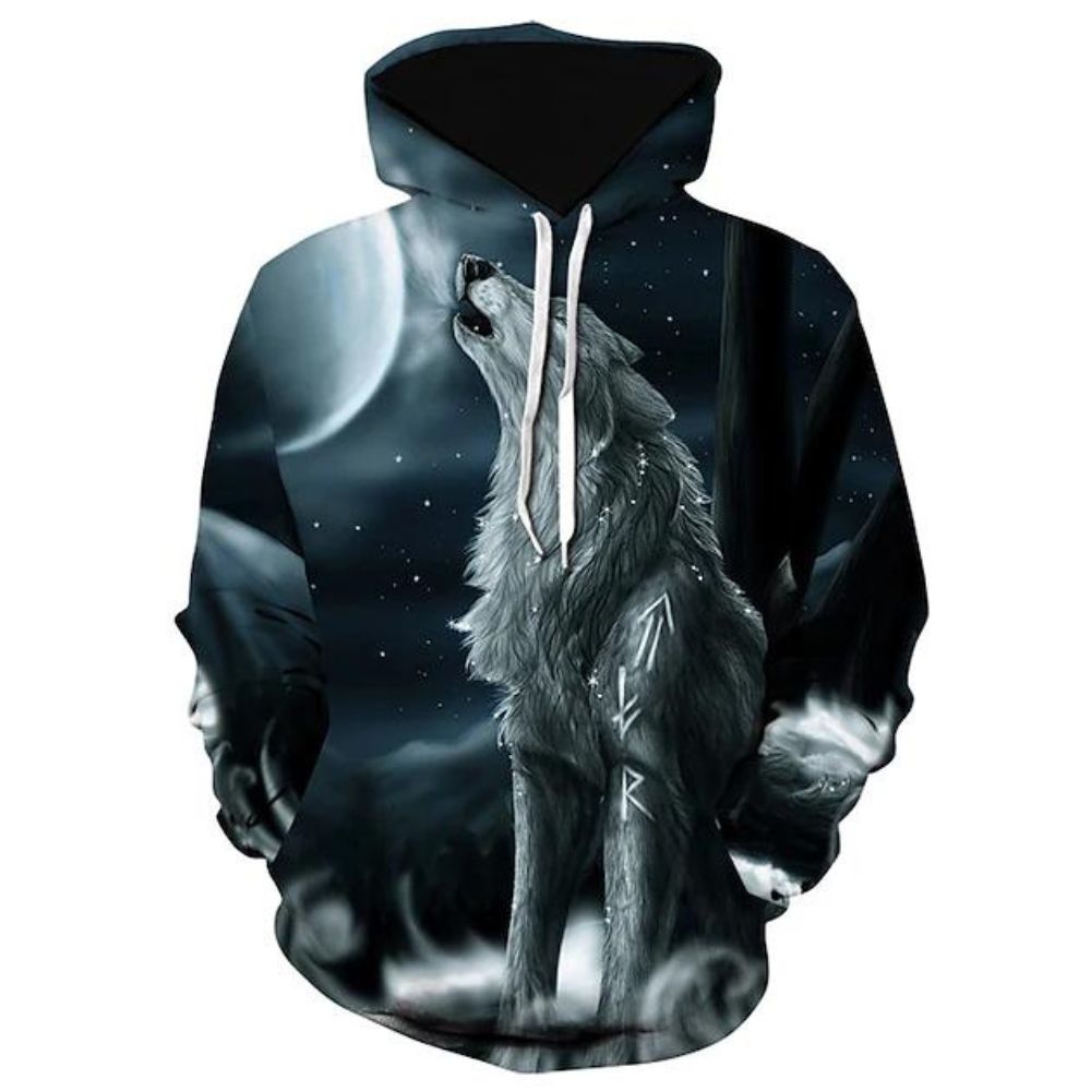 3D Graphic Printed Hoodies Wolf