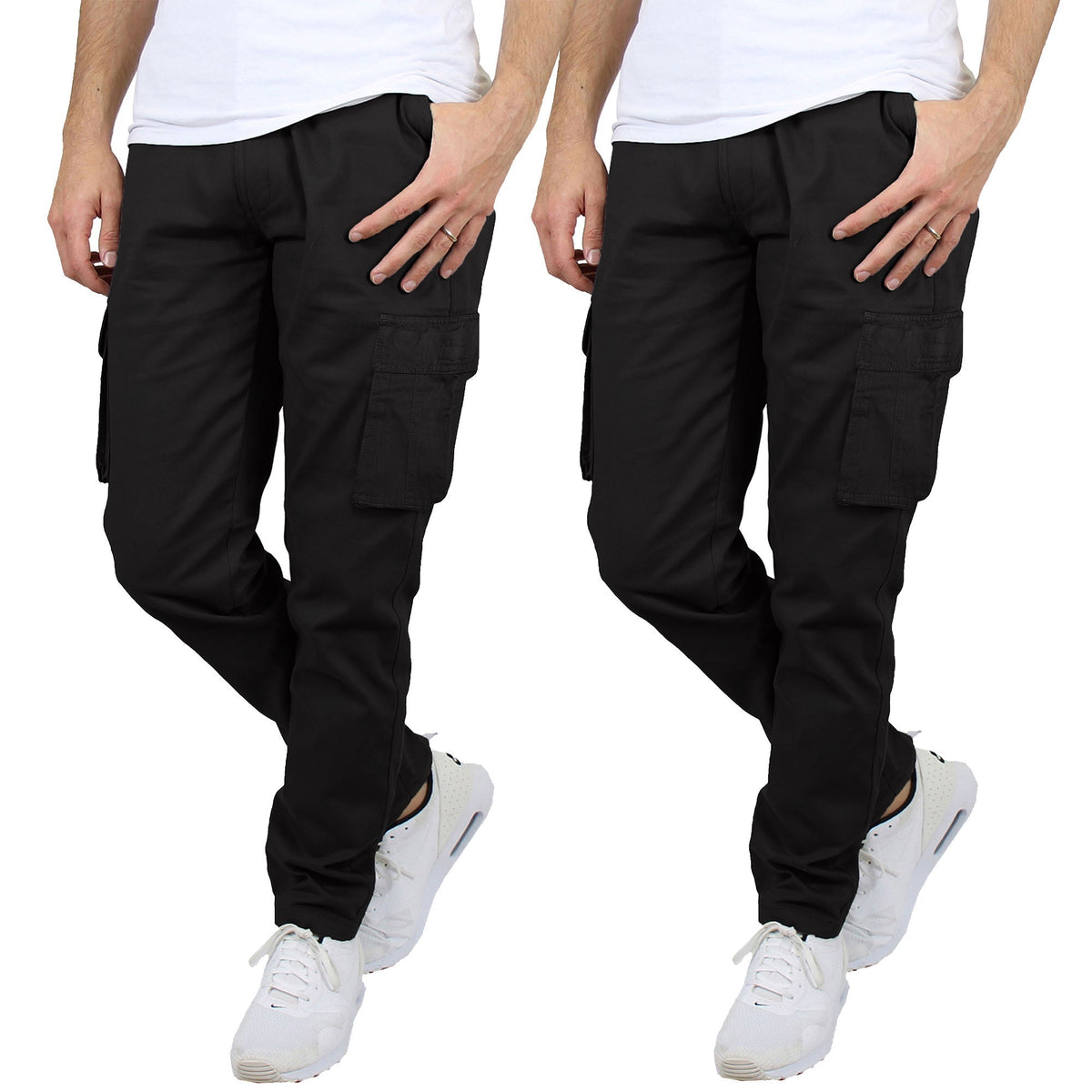2-Pack Men's Flex-Stretch Cotton Cargo Pants – Comfortable, Durable & Versatile (31-Inch Inseam)