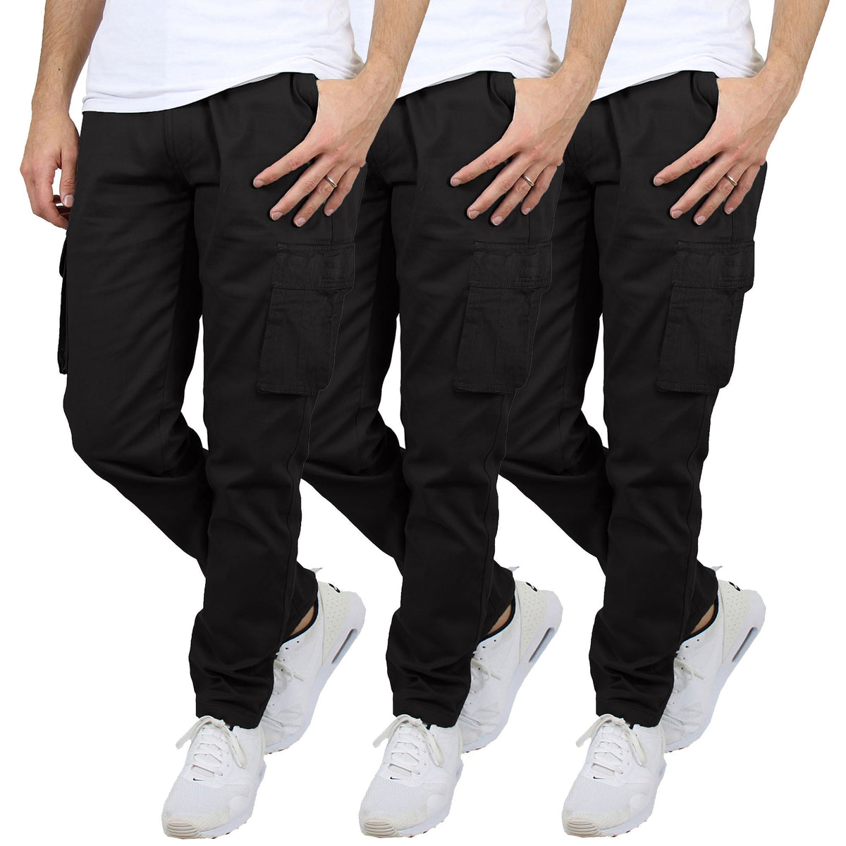 3-Pack Men's Flex-Stretch Cotton Cargo Pants – Comfortable, Durable & Versatile (31-Inch Inseam)