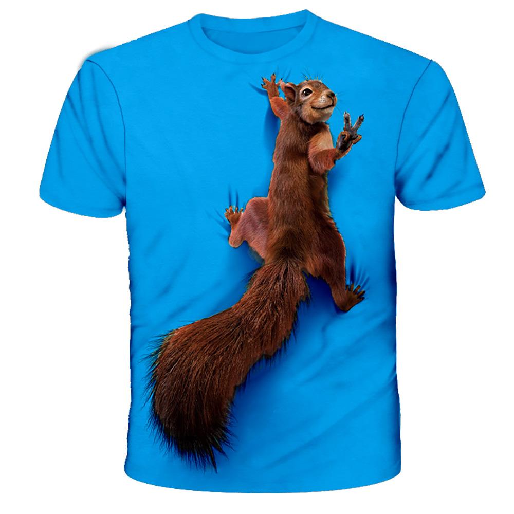 3D Graphic Short Sleeve Shirts Squirrel