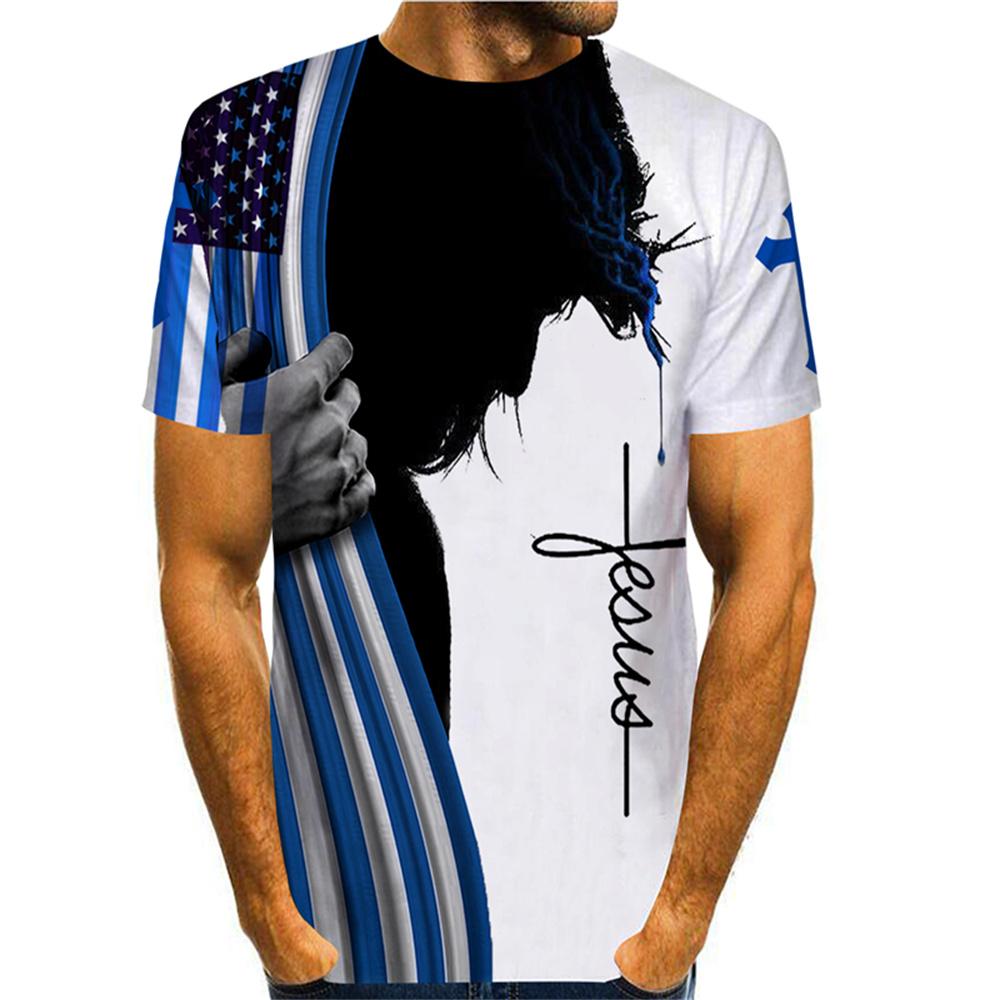 3D Graphic Short Sleeve Shirts Hand American Flag Independence Day